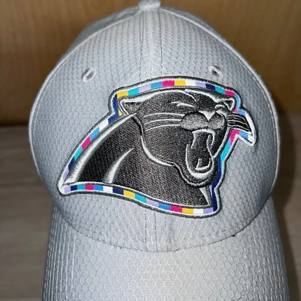 Carolina Panthers New Era Crucial Catch Intercept Cancer Hat Grey / Multicolor S